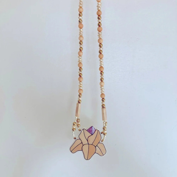 Vintage Karla Jordan Flower Pendant Statement Necklace - Picture 9 of 12